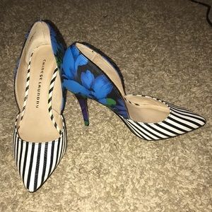 Chinese Laundry Flowers and Stripes Heels